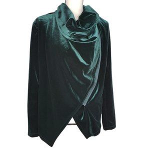 BLANKNYC Medium Jacket NWT Asymmetrical Zip Green Velvet Draped L/S NEW